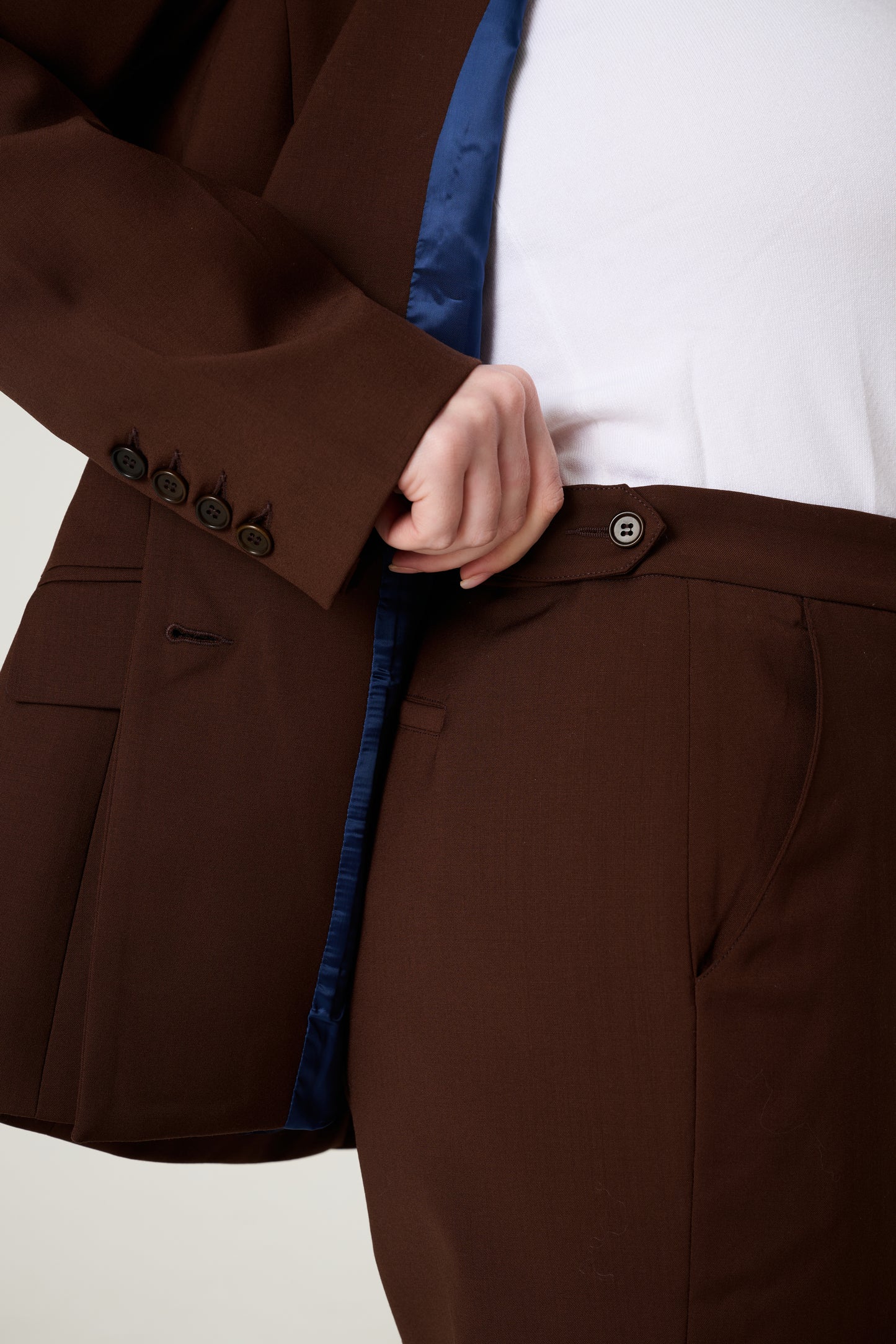 Marzotto Wool Trousers with Adjustable Waistband Tailored in Italy