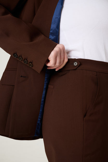 Marzotto Wool Trousers with Adjustable Waistband Tailored in Italy