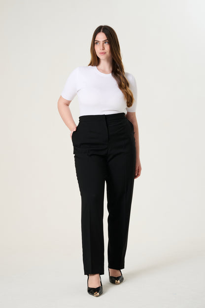 Marzotto Wool Trousers with Adjustable Waistband Tailored in Italy