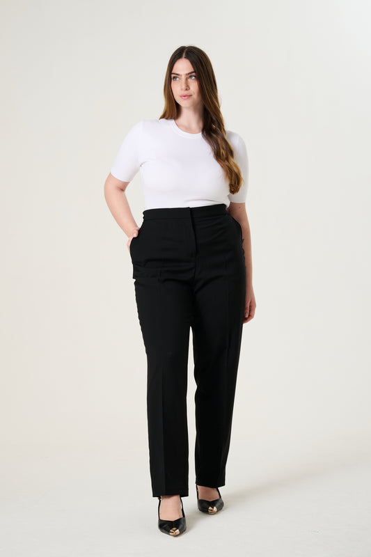 Marzotto Wool Trousers with Adjustable Waistband Tailored in Italy